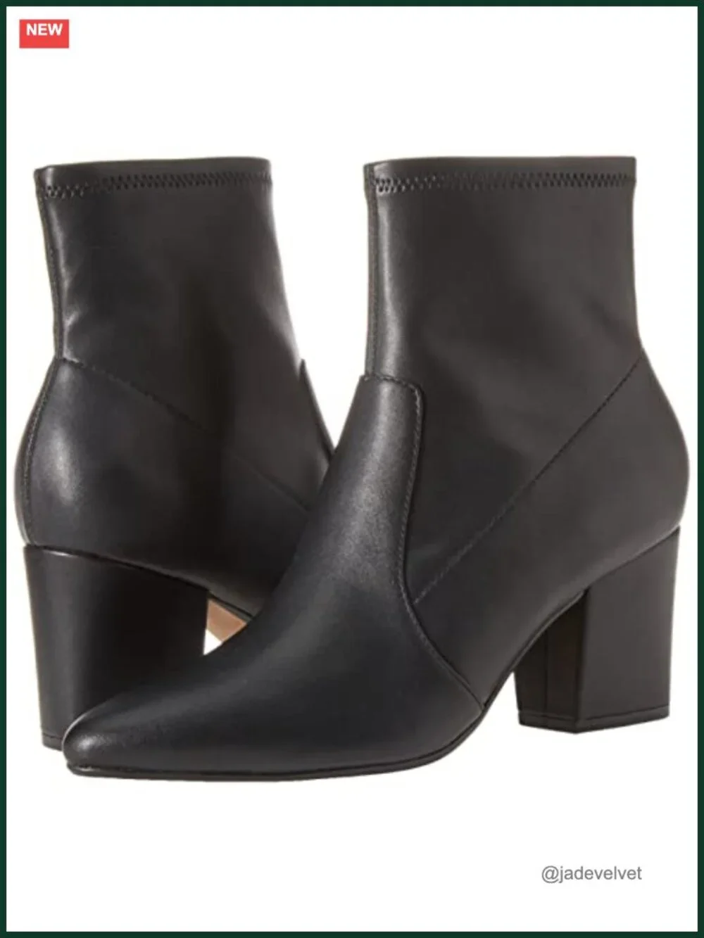 Women's Fitted Stretch Faux Leather Ankle Boots Pointed Toe Block Heel